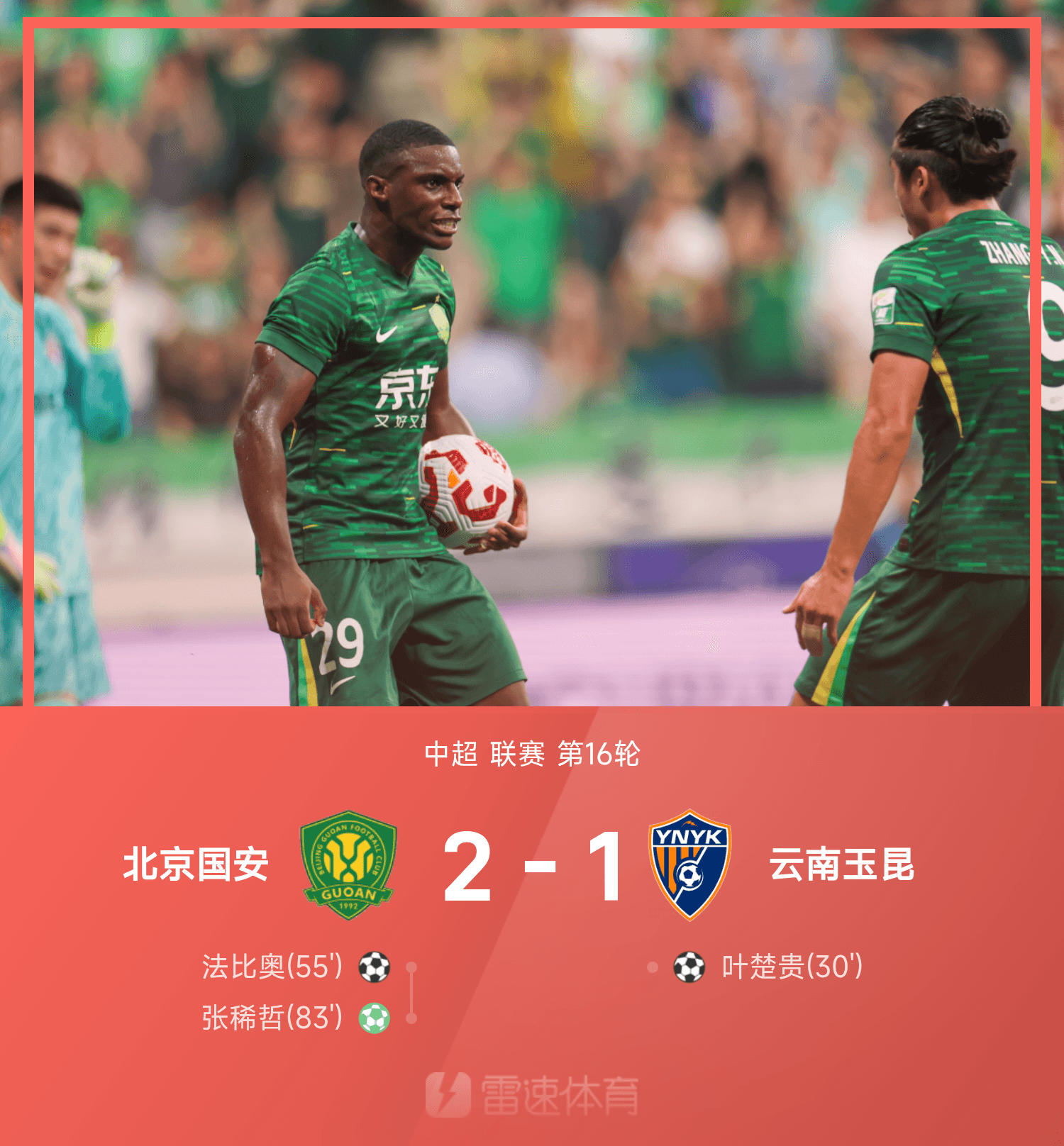 PG电子-中超战报:张玉宁造点+助攻,国安2-1逆转玉昆继续领跑积分榜