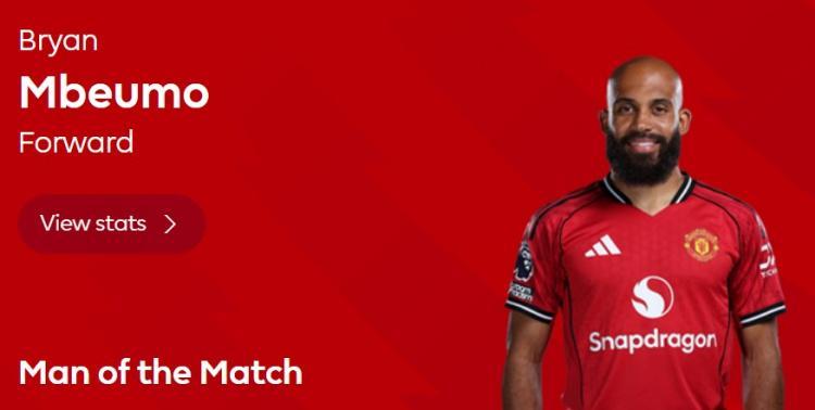 PG电子-打入曼联生涯首球，英超官方：姆伯莫当选曼联3-2伯恩利全场最佳